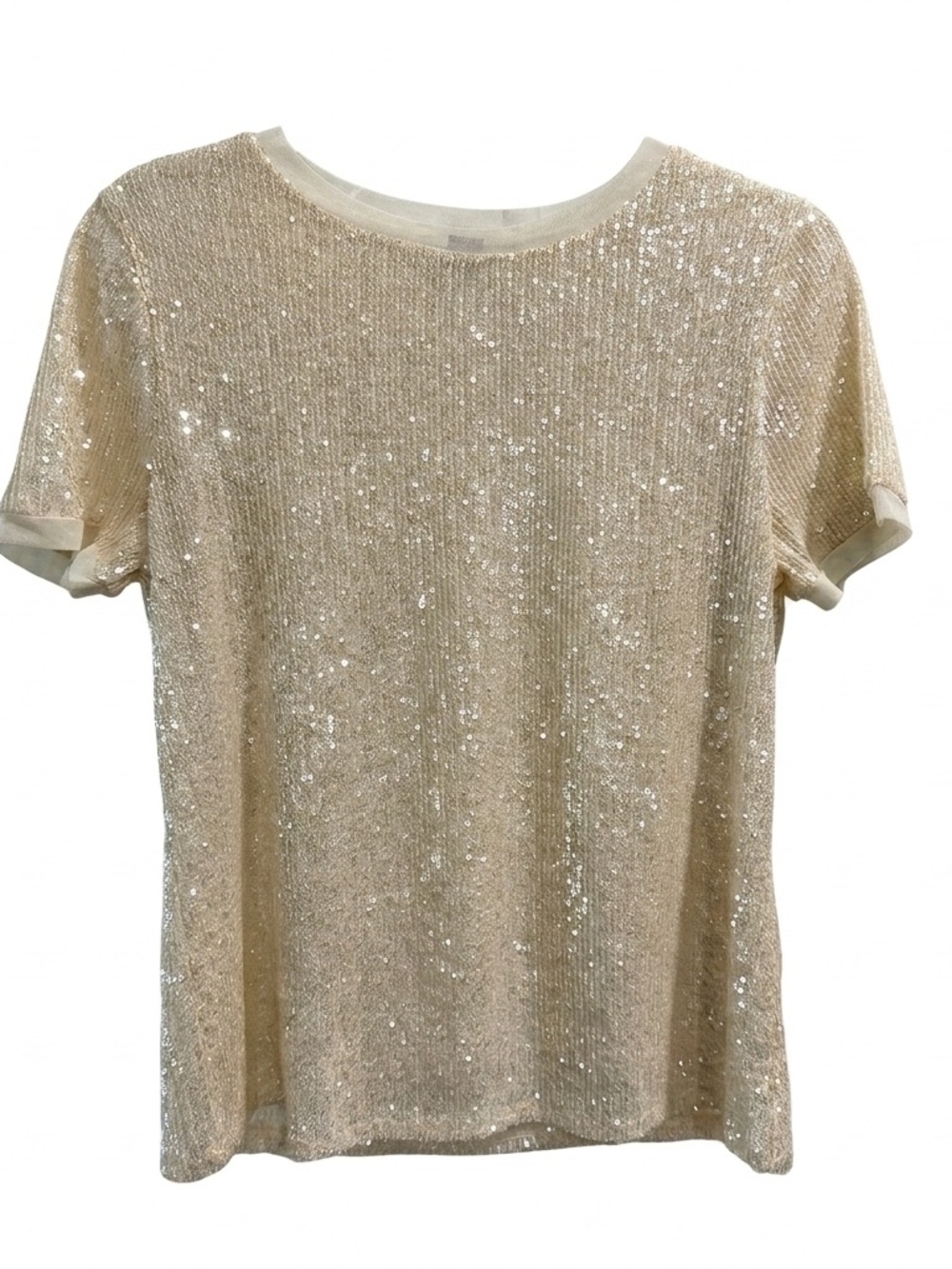 Anne Klein Lined Short Sleeve Sequin Top Size Small Holiday Party